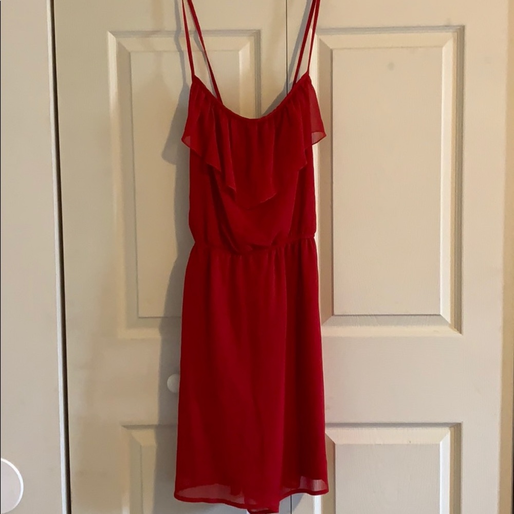 Red spaghetti strap summer dress